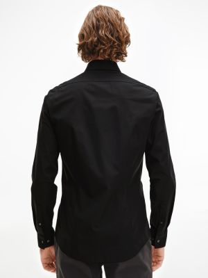 Calvin Klein menswear Miesten Kauluspaita, POPLIN STRECH SLIM SHIRT NOS Musta