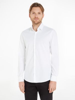 Calvin Klein Menswear Miesten Kauluspaita, POPLIN STRECH SLIM SHIRT NOS Valkoinen