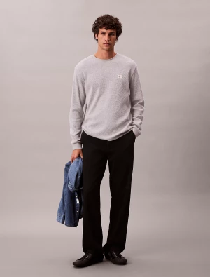 Calvin Klein Jeans miesten paita, LS WAFFLE BADGE CREWNK TEE Vaaleanharmaa