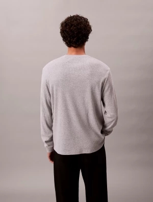Calvin Klein Jeans miesten paita, LS WAFFLE BADGE CREWNK TEE Vaaleanharmaa