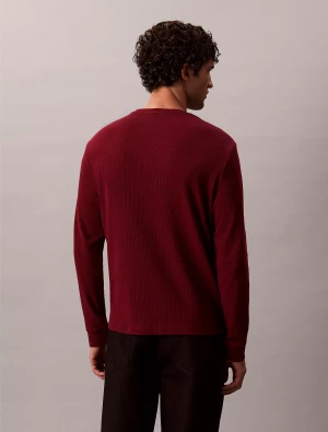 Calvin Klein Jeans miesten paita, LS WAFFLE BADGE CREWNK TEE Viininpunainen