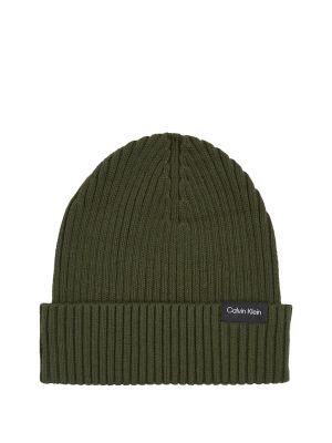 Calvin Klein Jeans Miesten Pipo, CLASSIC COTTON RIB BEANIE Armeijanvihreä