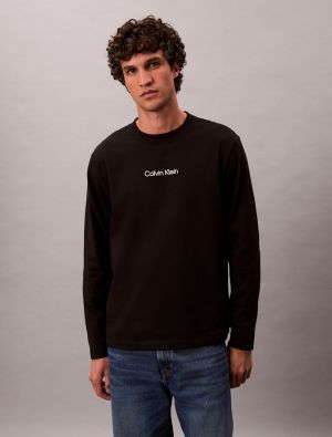 Calvin Klein Jeans miesten pitkähihainen, LS RLXD STANDARD LOGO CREWNK TEE Musta
