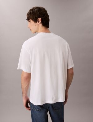 Calvin Klein Jeans miesten t-paita, SS STANDARD LOGO 30S CREWNK TEE Valkoinen