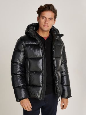 Calvin Klein Menswear Miesten Takki, HOODED QUILT PUFFER MW GLOSS Musta