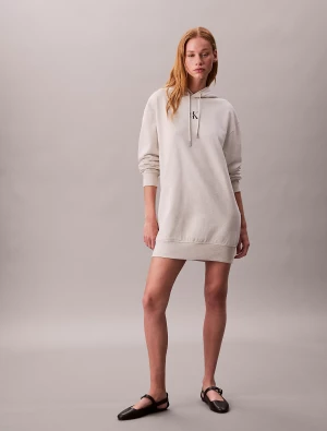 Calvin Klein Jeans naisten collegemekko, LS MONOLOGO PREMIUM TERRY HOODIE Luonnonvalkoinen