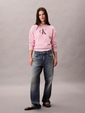 Calvin Klein Jeans naisten collegepusero, LS MONOLOGO FRENCH TERRY SWEATSHIRT Vaaleanpunainen