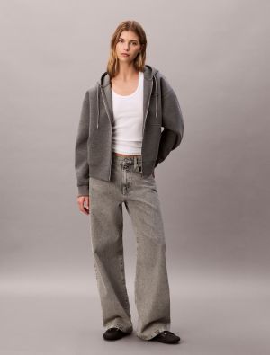 Calvin Klein Jeans naisten huppari, LS SCUBA HOODIE Vaaleanharmaa
