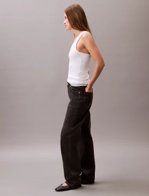 Calvin Klein Jeans naisten tank top, SL COTTON RIB SOLID TANK Valkoinen