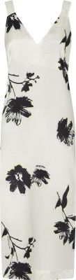Calvin klein mekko, MODERN FLORAL SLIP DRESS Mustavalkoinen
