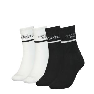CALVIN KLEIN Naisten Sukat Lahjapakkauksessa, CKJ WOMENS SOCKS 4P GIFT BOX Mustavalkoinen