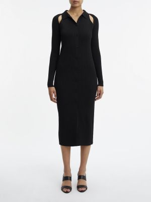 CALVIN KLEIN WOMEN, Naisten Mekko, ICONIC RIB SHIRT MIDI DRESS,  Musta