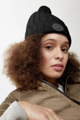 Canada Goose Naisten Pipo RIB POM BEANIE CASHMIRE Musta