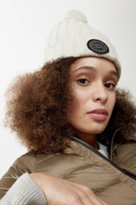 Canada Goose Naisten Pipo RIB POM BEANIE CASHMIRE Vaalea Beige