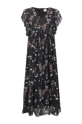 S.T.I Naisten Mekko, CHARLIZE DRESS 130CM Musta Kuosi