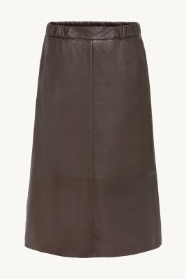 Claire naisten hame, NASIMA LEATHER SKIRT Tummanruskea