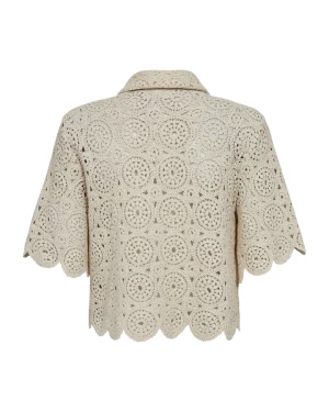 COPENHAGEN MUSE naisten neulepusero, CROCHET CARDIGAN Luonnonvalkoinen