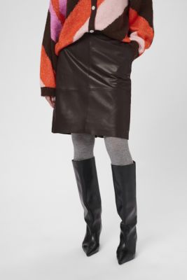 Culture Naisten Hame, CUBERTA LEATHER SKIRT Coffee Bean