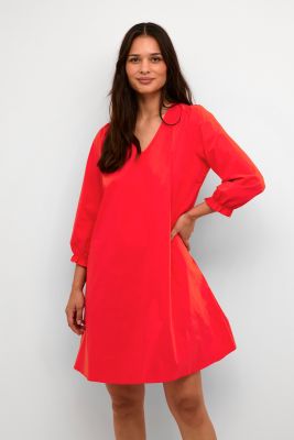 Culture Naisten Mekko, ANTOINETT SHORT 3/4 DRESS Punainen