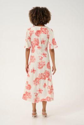 Culture naisten mekko, CUALEXA LONG DRESS White/Redflower
