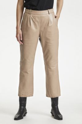 Culture Naisten Nahkahousut, Benja Leather Pant Vaalea Beige