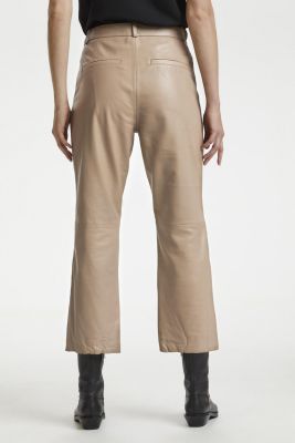 Culture Naisten Nahkahousut, Benja Leather Pant Vaalea Beige