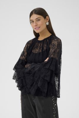 Culture naisten pitsipusero, CUCLEMENCY BLOUSE Black