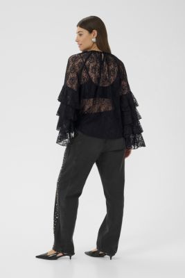 Culture naisten pitsipusero, CUCLEMENCY BLOUSE Black