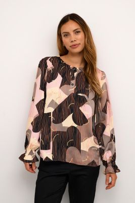 Culture Naisten Pusero, HELENA LS BLOUSE (2nd hand) Vaaleanpunainen Kuosi