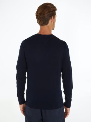 Tommy Hilfiger Miesten neule, DC COTTON LYOCELL CREW NECK Tummansininen