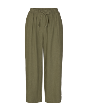 Freequent Naisten housut LA PANT 7/8 LINEN Khaki