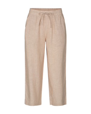 Freequent Naisten housut LA PANT 7/8 LINEN Vaalea Beige