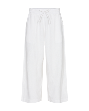Freequent Naisten housut LA PANT 7/8 LINEN Valkoinen