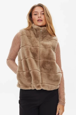 Freequent Naisten Liivi, FOXY VEST Ruskeanharmaa