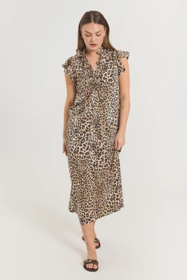 Freequent naisten mekko, BAYLIN DRESS Ruskea Kuosi