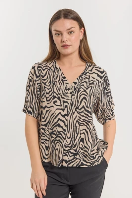 Freequent naisten pusero, LARIN BLOUSE Ruskea Kuosi