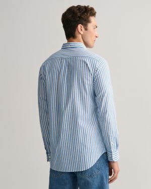 Gant kauluspaita, COTTON LINEN STRIPE Raidallinen Sininen