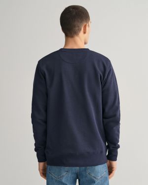 Gant Miesten Collagepaita, REG SHIELD C-NECK Tummansininen