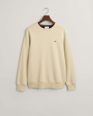 Gant Miesten Collagepaita, REG SHIELD C-NECK Vaalea Beige
