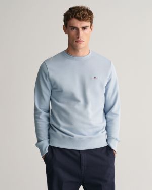 Gant Miesten Collagepaita, REG SHIELD C-NECK Vaaleansininen