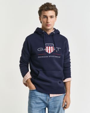 Gant Miesten Huppari, REG ARCHIVE SHIELD HOODIE Tummansininen