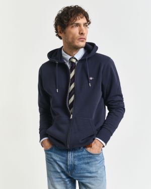 Gant miesten huppari, SHIELD FULL ZIP HOODIE Tummansininen
