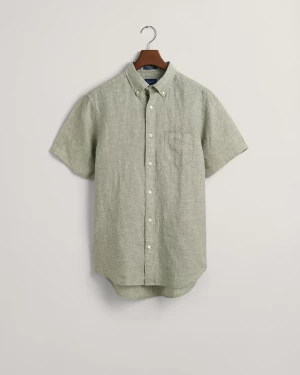 Gant Miesten Kauluspaita, K REG LINEN SS SHIRT Armeijanvihreä