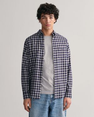 Gant miesten kauluspaita, MICRO TARTAN FLANNEL Ruskea Ruutu