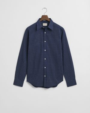 Gant miesten kauluspaita, REG MICRO PRINT SHIRT Sininen Kuosi