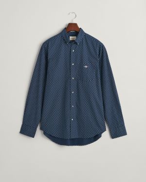 Gant miesten kauluspaita, REGULAR MICRO PRINT LS Sininen Kuosi