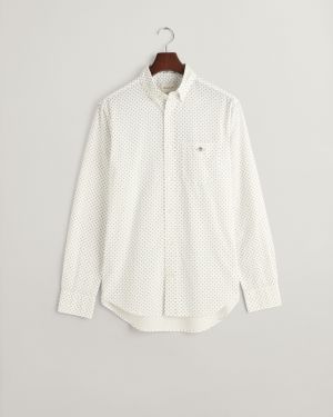 Gant miesten kauluspaita, REGULAR MICRO PRINT LS Valkopohjainen Kuosi