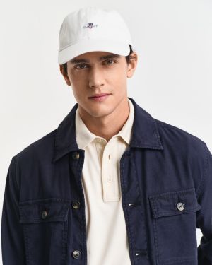 Gant miesten lippis, SHIELD COTTON TWILL CAP Valkoinen