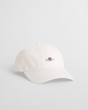 Gant miesten lippis, SHIELD COTTON TWILL CAP Valkoinen
