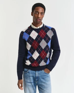 Gant miesten neule, ARGYLE C-NECK Sininen Kuosi